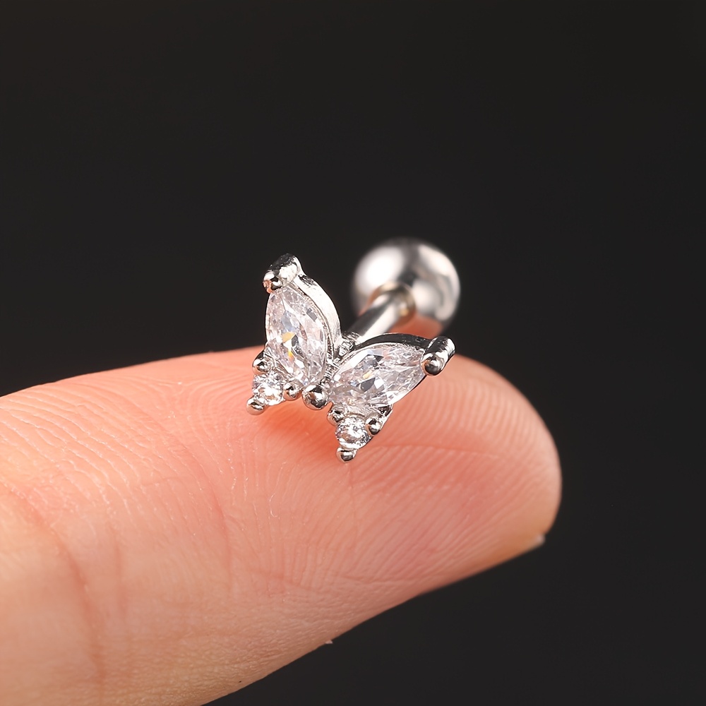 Small Butterfly Cubic Synthetic Zirconia Ear Bone Studs